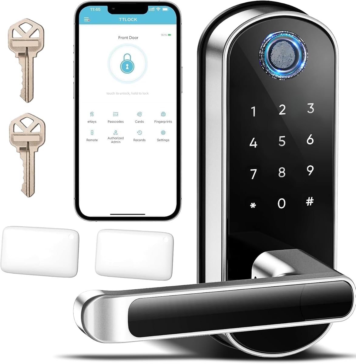 Smart Lock with Handle, Smart Electronic Lock with Handle, Digital Fingerprint Door Lock, Keypad Keyless Entry Door Lock, Door Knob, Door Lever, Alternatives to Deadbolts