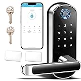 Smart Lock with Handle, Smart Electronic Lock with Handle, Digital Fingerprint Door Lock, Keypad Keyless Entry Door Lock, Door Knob, Door Lever, Alternatives to Deadbolts Silver Smart Lock
