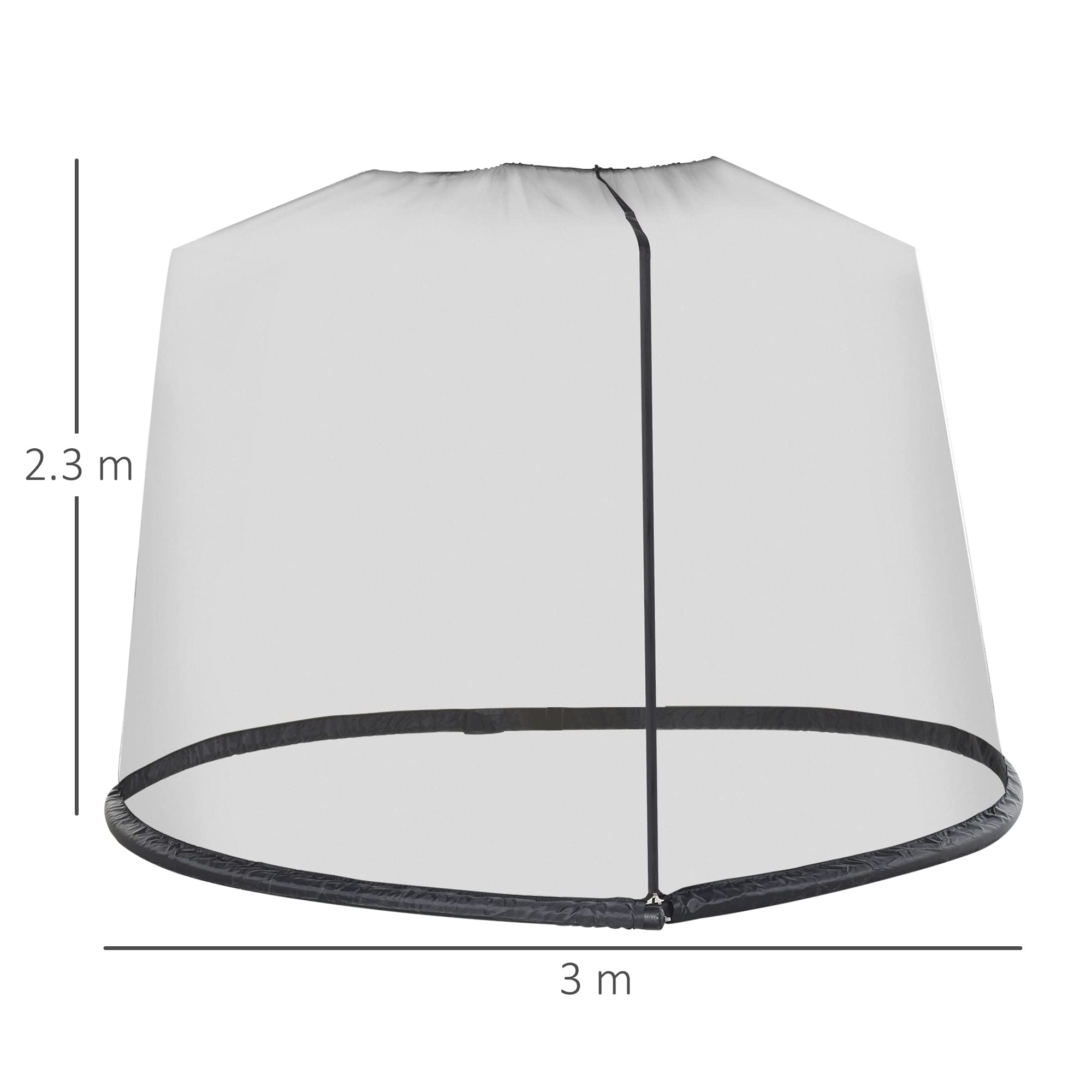 Outsunny Zanzariera per Ombrellone 3x2.3 m Maglie Strette Regolabile con Cerniera Tubo Riempibile Acqua Sabbia Nero