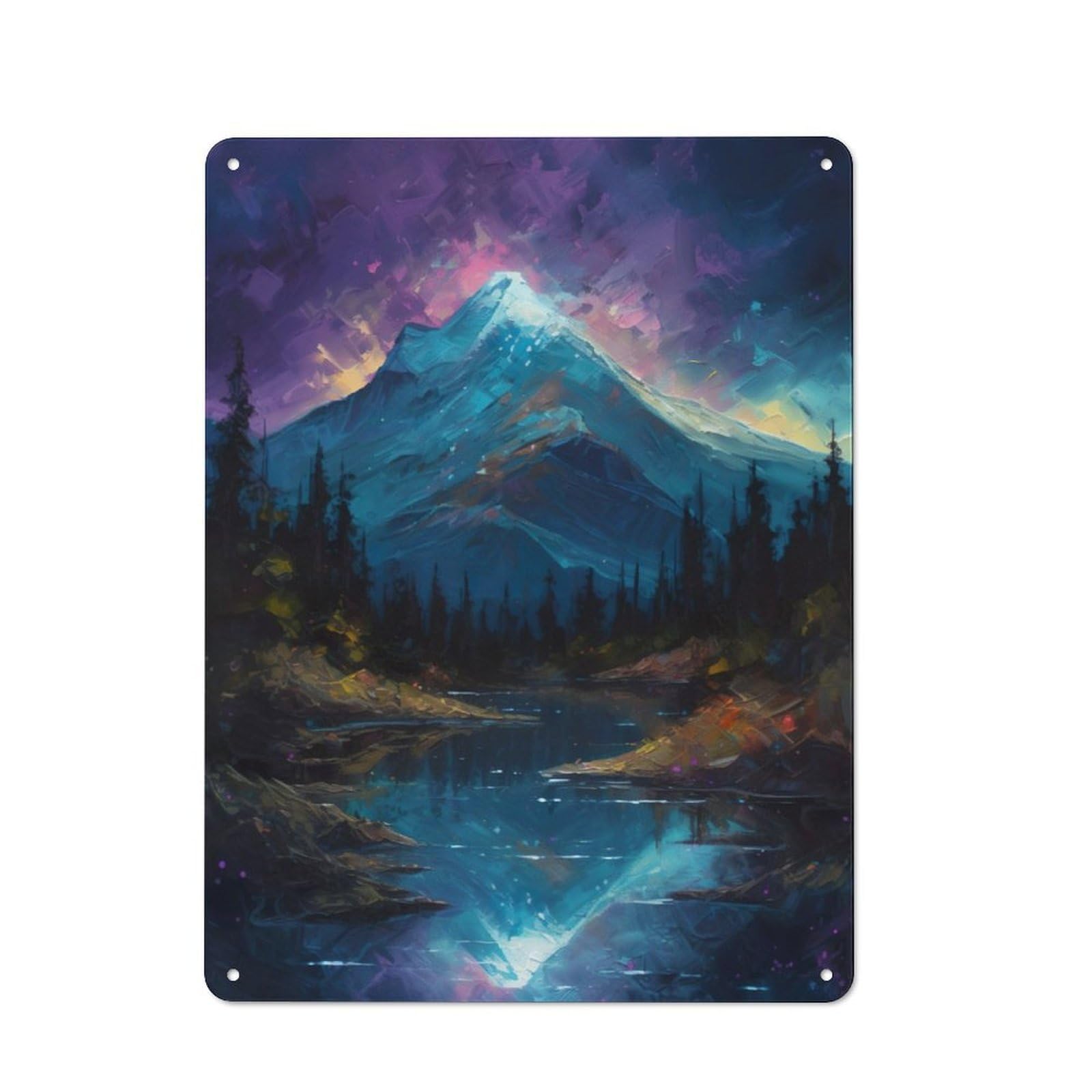 Junmoney Mystical Mountain Shed Style Metal Wall Decor 40X30cm, Tin Sign For Conservatory, Home Bar Or Utility Room