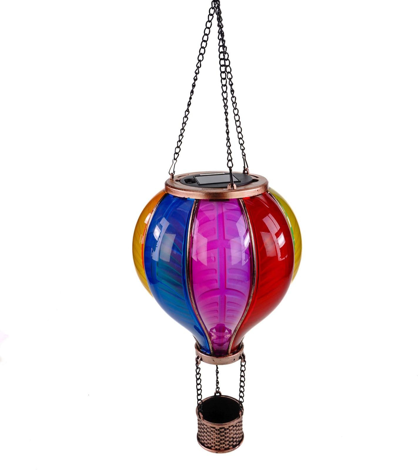 formano Zestaw 2 szt. zawieszek na balon solarny z efektem płomienia 20 x 36 cm akryl metal kolorowy I dekoracja ogrodowa lampa solarna przezroczyste oświetlenie ogrodowe dekoracja zewnętrzna figurka