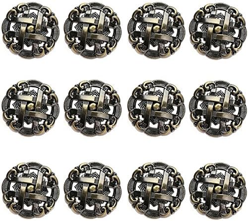 Round Pull Knobs Handles, 12PCS Round Shape Antique Drawer Cupboard Pulls Handles Wardrobe Drawer Cabinet Door Kitchen Knobs and Handles (Red Bronzen) (Color : Red Bronzen)