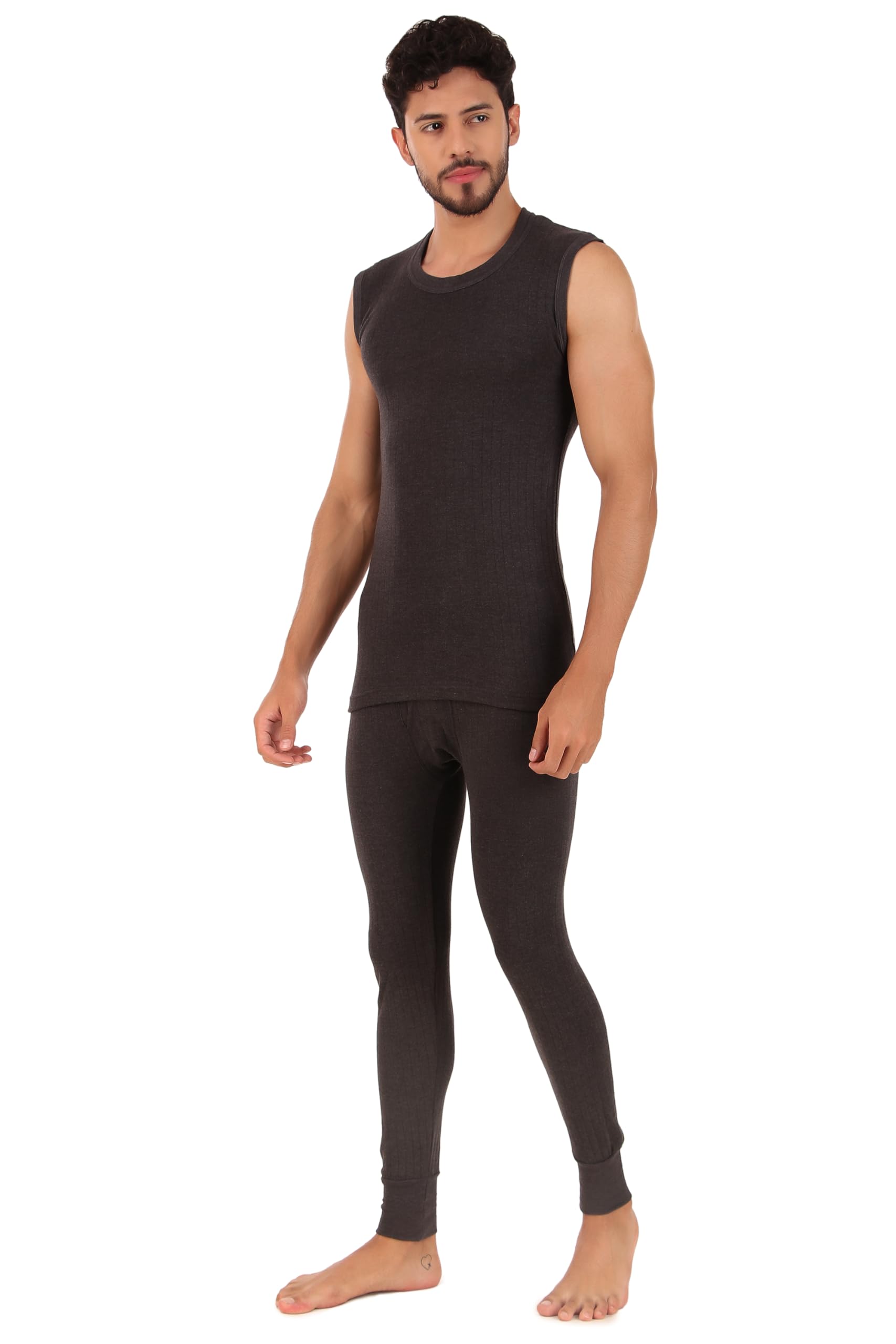 Men's Thermal Set/Parker Set of Sleeveless Top + Pant, Streachable Winter Innerwear with Stay Warm & Stay Fresh Technology