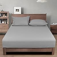 Vista 12 de PHF Sábana bajera ajustable de algodón 100% lavado en prenda, tamaño Queen - Cozy Cloud sábana inferior suave como lino solo con bolsillos profundos