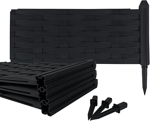 Hugeleaf - Paquete de 8 bordes de jardín con 8 estacas, borde de plástico de 8.2 pulgadas de alto para jardín, con efecto de ratán, borde decorativo