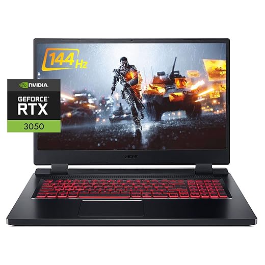 Acer 2022 Nitro 5 17.3" FHD IPS 144Hz Gaming Laptop, 12th Intel i5-12500H(12 Core, up to 4.5GHz), GeForce RTX 3050, 32GB RAM 2TB PCIe SSD, Backlit KB, Thunderbolt 4, Win 11, w/GM Accessories
