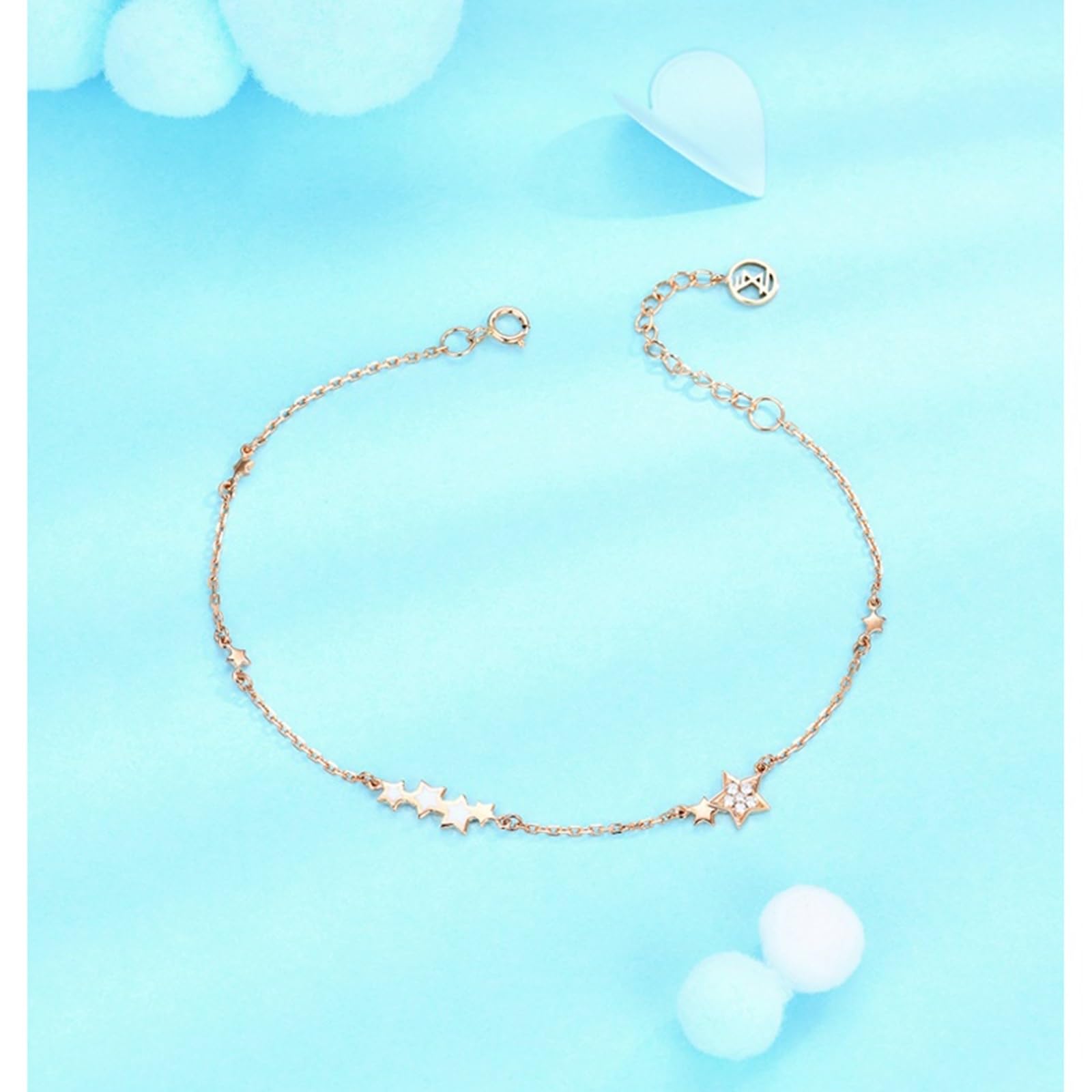 Bracciale Oro Rosa 18k/14k/9k, Bracciale Donna con Diamante 0.03ct 16-18 cm Estensione 4 cm, Braccialetti Sposa Fidanzati