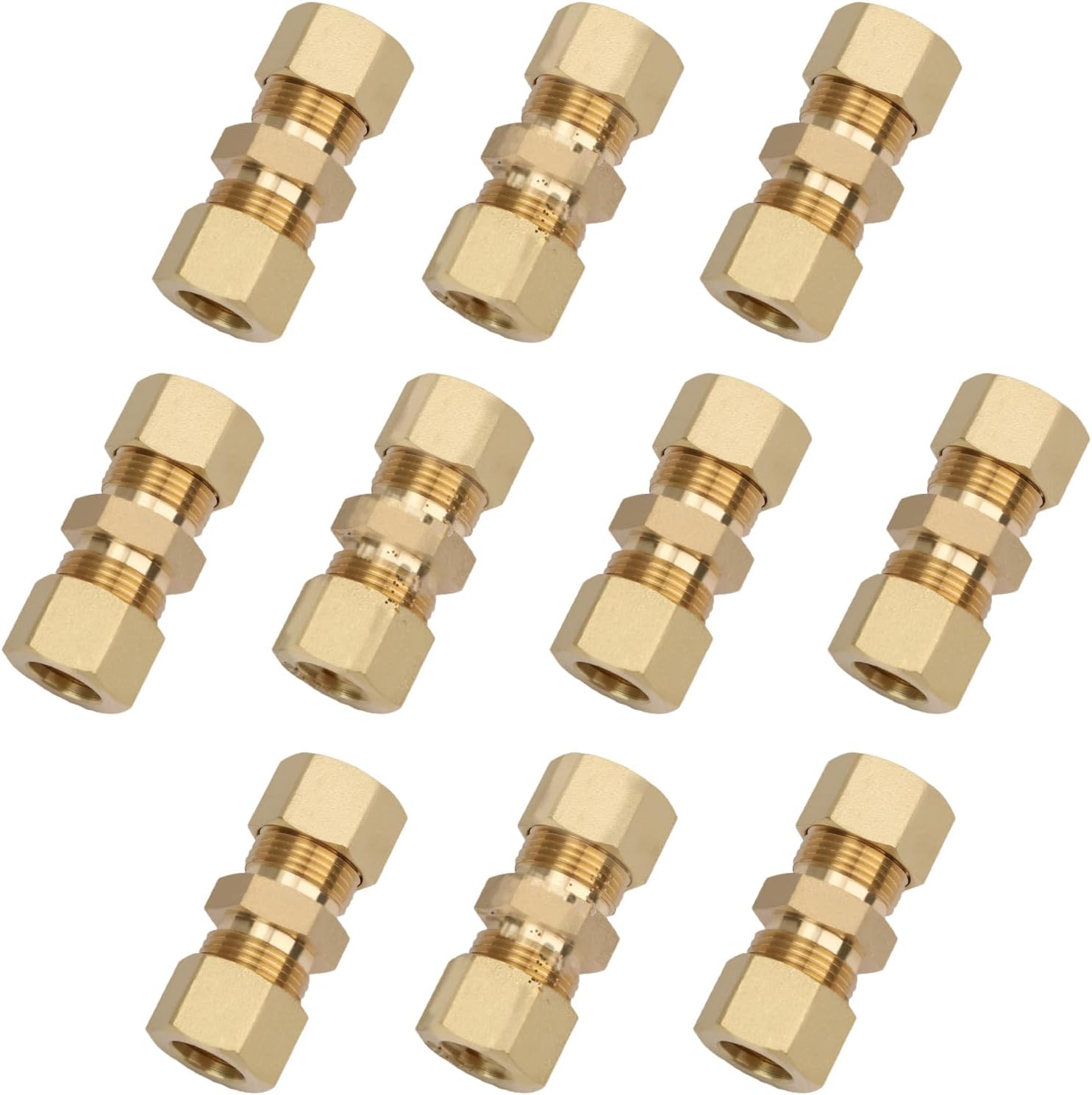 10 Pcs 3.8 Inch OD Compression Union Connectors Brass