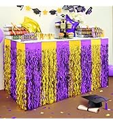 Mega-L 2025 Graduation Party Decorations, 2 Pack Purple Gold Wavy Metallic Tinsel Foil Fringe Tab...