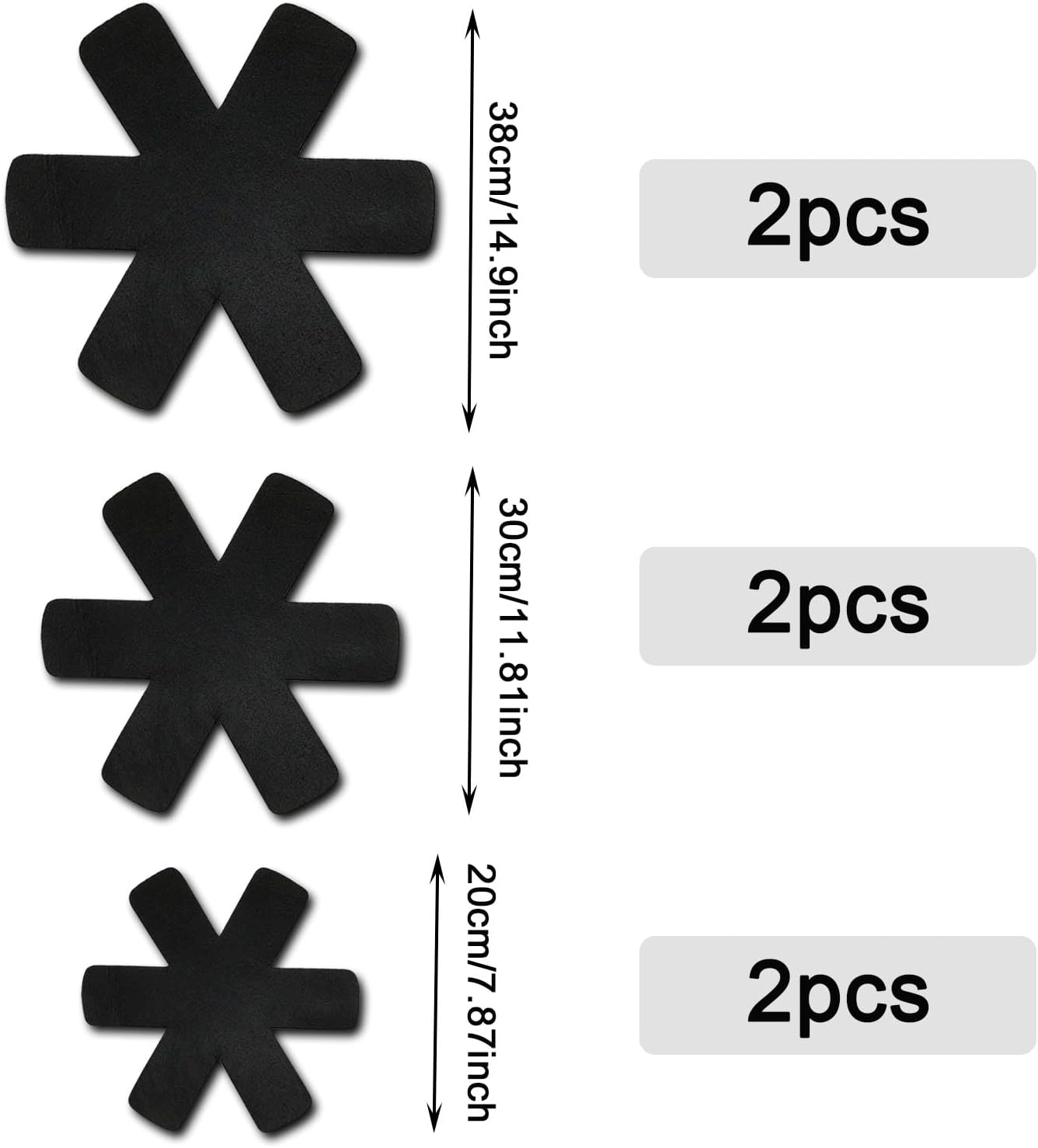 MUNSKT Set de 6 Protecteurs de Casserole Empilables - Plus Épais et Réutilisables, Feutrés, Antidérapants pour une Protection Maximale - Image détaillée