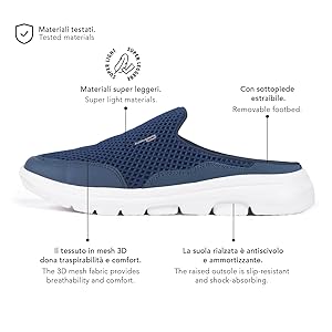 Ciabatte Sneakers PERLETTI Uomo - Slip On Ultra Leggere Blu, Suola Antiscivolo, Traspiranti, Comode - Foto 6