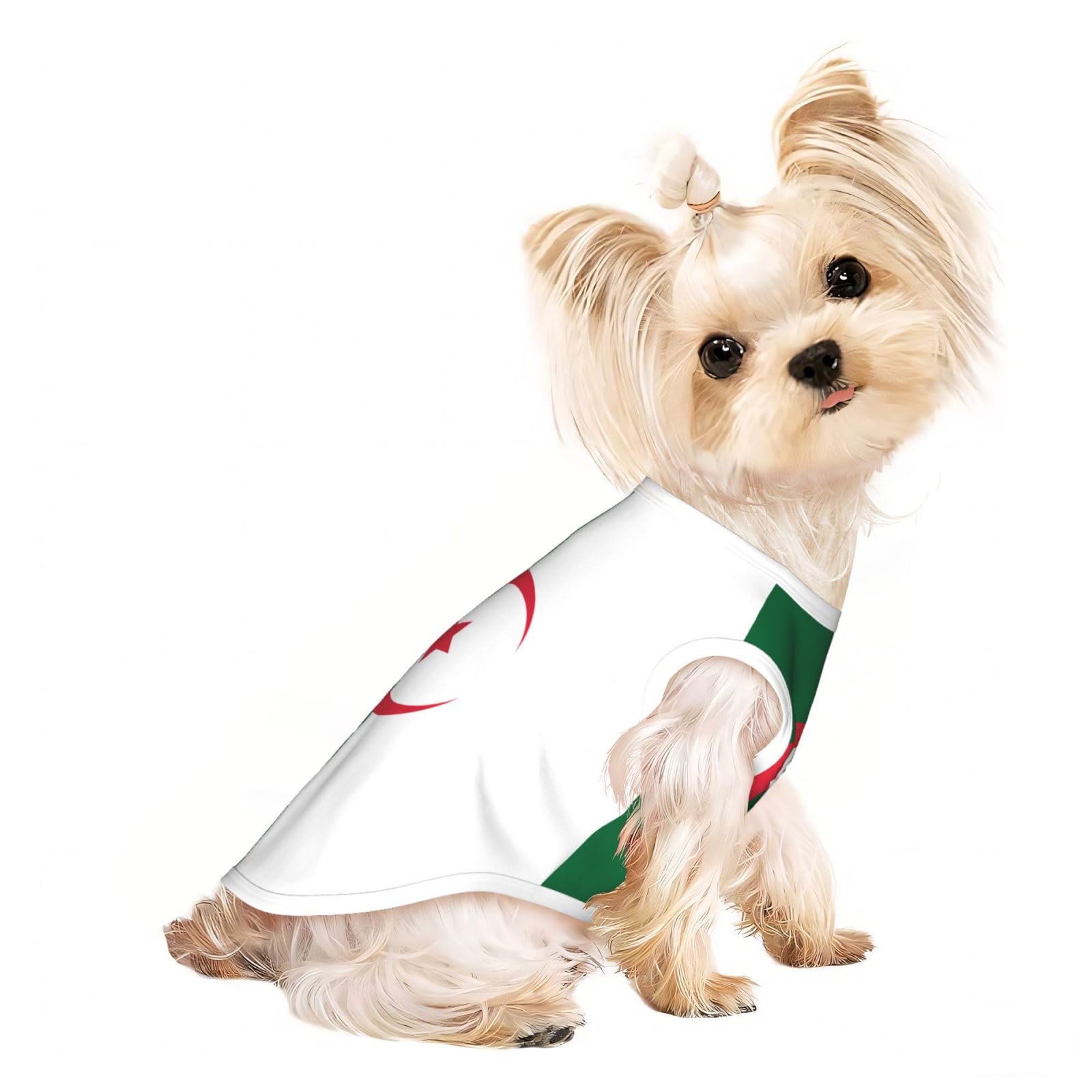 Flag of Algeria Print Dog Shirts,Summer Puppy Clothes Comfort Sleeveless Pet T Shirts Vest,for Small L Dogs Cats Gift
