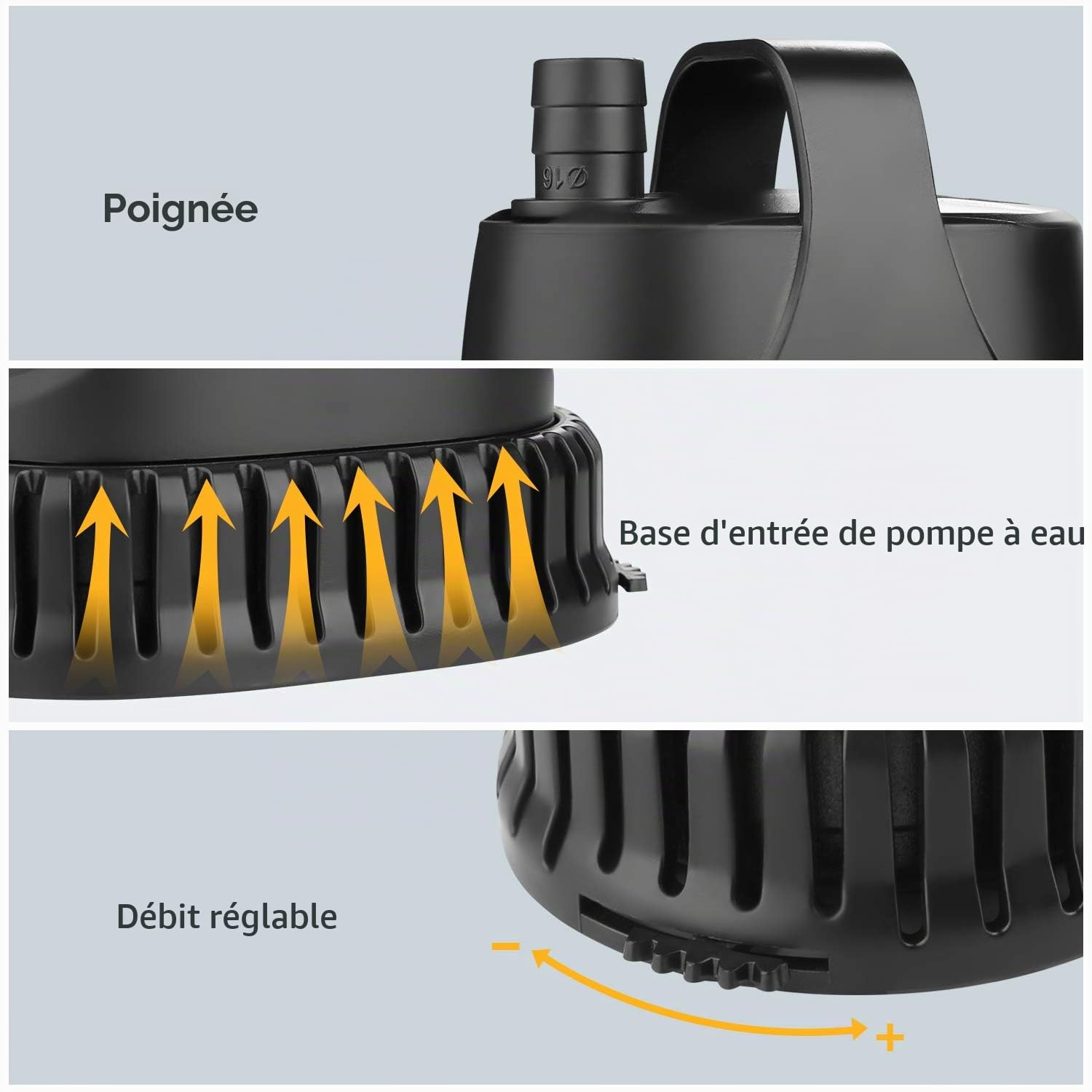 NO.17 Pompe à eau submersible 20W, 1200 L/H pompe pour aquarium Pompe de bassin ultra-silencieuse sous-marine pour étang, fontaine de jardin aquarium