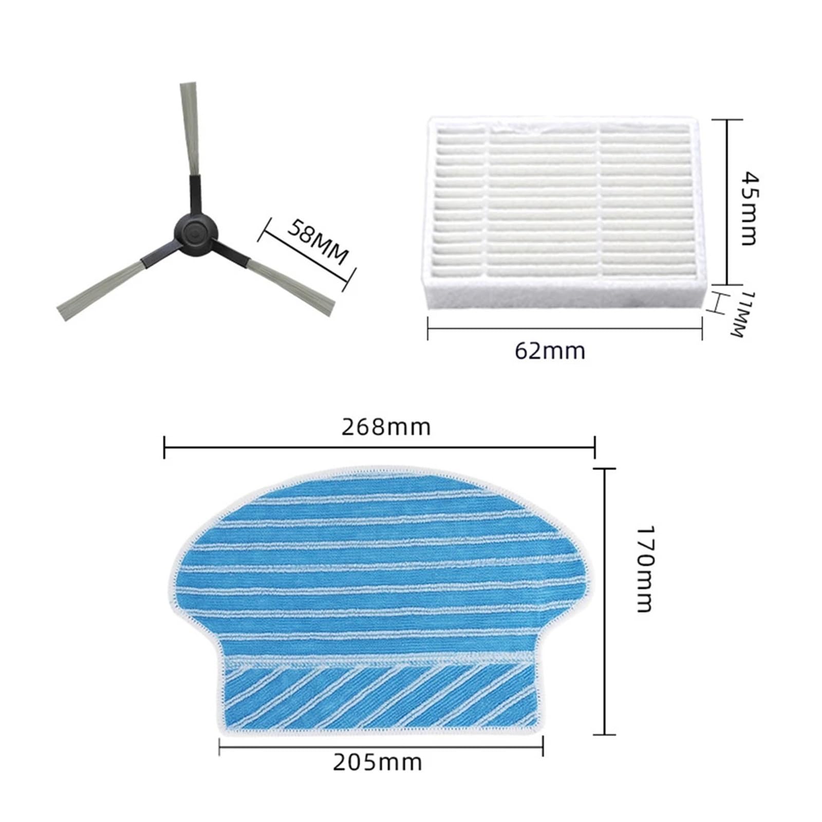 Zestaw szczotek bocznych i filtrów, kompatybilny z MyGenie X990/ZX1000/P1/P2/P3, zestaw części zamiennych do robota odkurzającego
