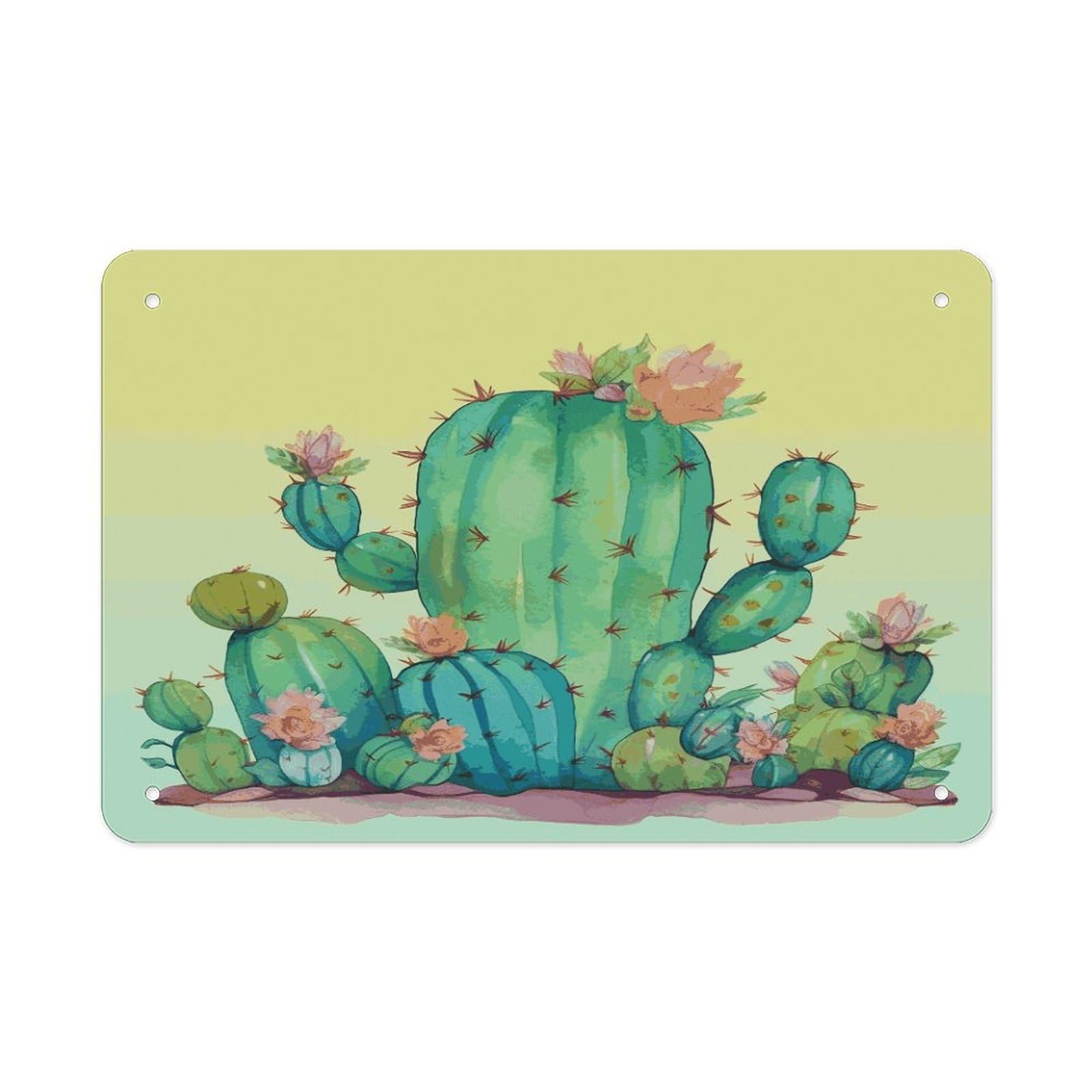 Fekiloot Style Funny Cactus Metal Signs Wall Art Tin Sign