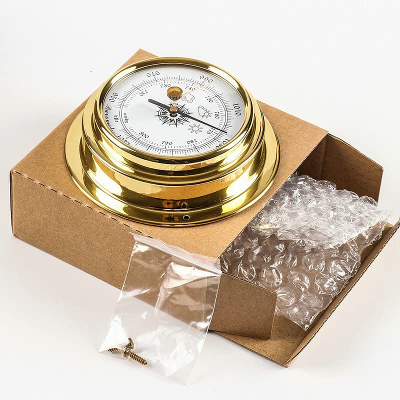 4PCS/Set Wall Mounted Thermometer Hygrometer Barometer Watches Clock Copper Shell Zirconium Marine for Weather Station