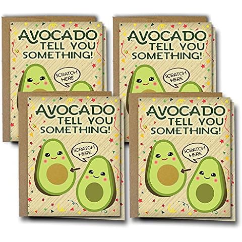 Oh Boy Love It Pregnancy Announcement Reveal Card, Scratch off Avocado Lover 4 pack w/Kraft Envelopes | For Grandparents, grandma, aunt, uncle | Having a baby Cover