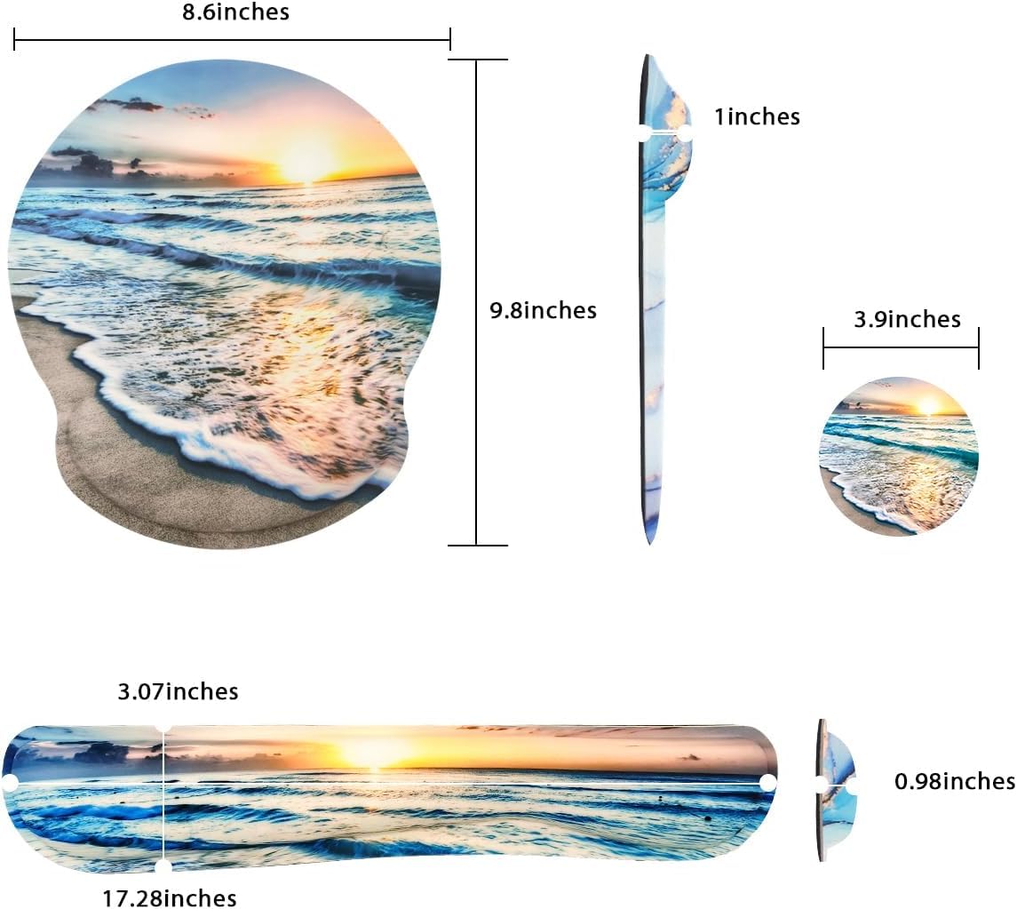 Set di poggiapolsi 3 in 1, tappetino ergonomico con cuscino in gel per mouse e tastiera