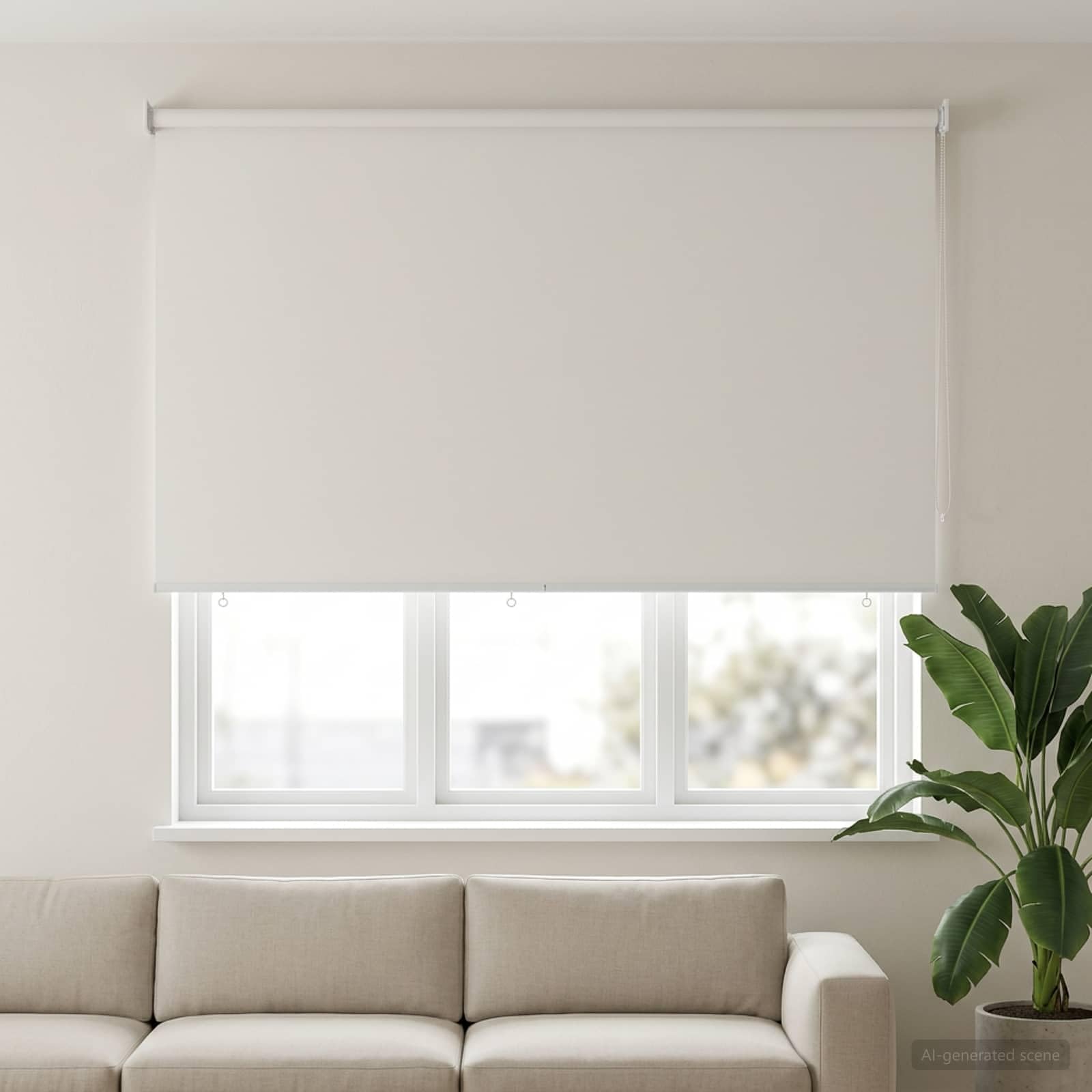 Tenda avvolgibile in poliestere, bianca, per parete o soffitto | Controllo termico, privacy, filtro solare, catena sinistra o destra, per soggiorno o serra