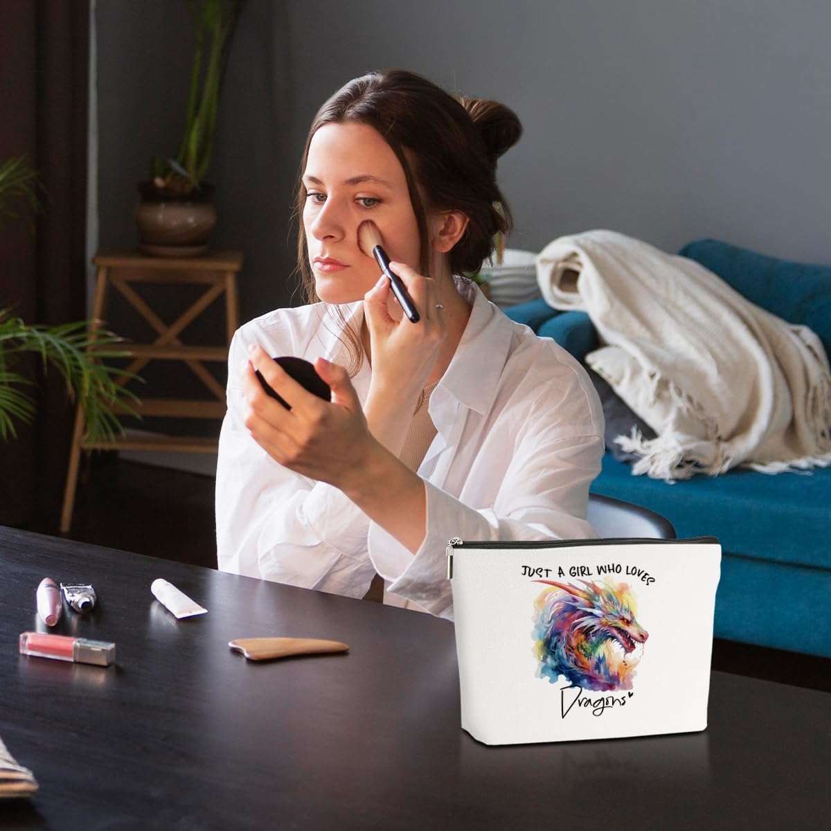 Dragon Gifts Makeup Bag, Dragons Gift Dragon Lovers Cosmetic Bag Travel Organizer Bags Makeup Pouch, Christmas Birthday Animal Lovers Gifts for Women Girls Friends - Image 5