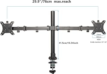 BalanceFrom デュアルLCD LED 13~27インチ モニターデスクマウントスタンド 高耐久 完全調節可能 2画面対応