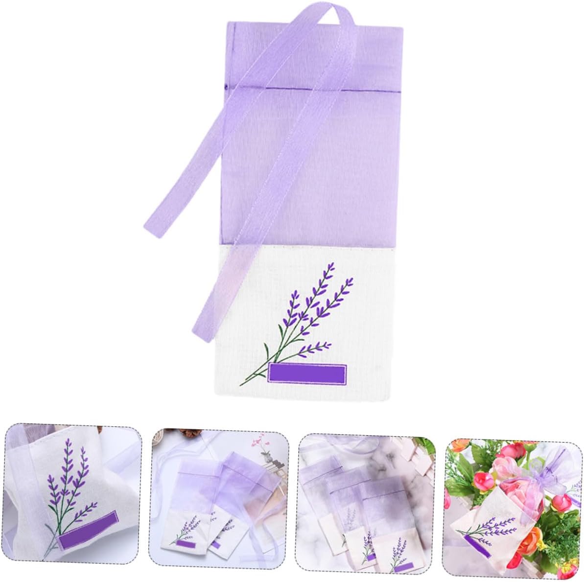 Uonlytech Lavender Sachet Bags 15pcs Portable Empty Fragrant Sachets with Light Purple Fabric for Closet and Home Fragrance Use