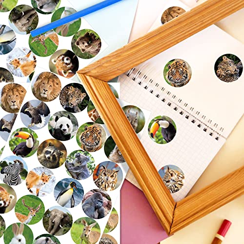 Moshining ET-ANIMALSTICKER480 480 Counts Cute Jungle Zoo Wild Animal Stickers 1.5 Round Adhesive Labels Stickers For Baby Shower Wild One Birthday Party Favors Goodie Gift Bag Invitation Envelope Sealing Birthday Card Wrap Decor thumb #1