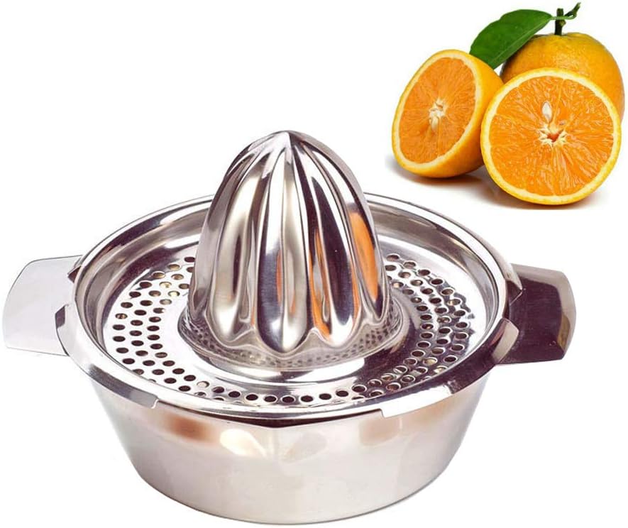 ALEENFOON Stainless Steel Manual Juicer Strainer Orange Lime Lemon Fruit Squeezer Maker Bowl for Home Bar Kitchen