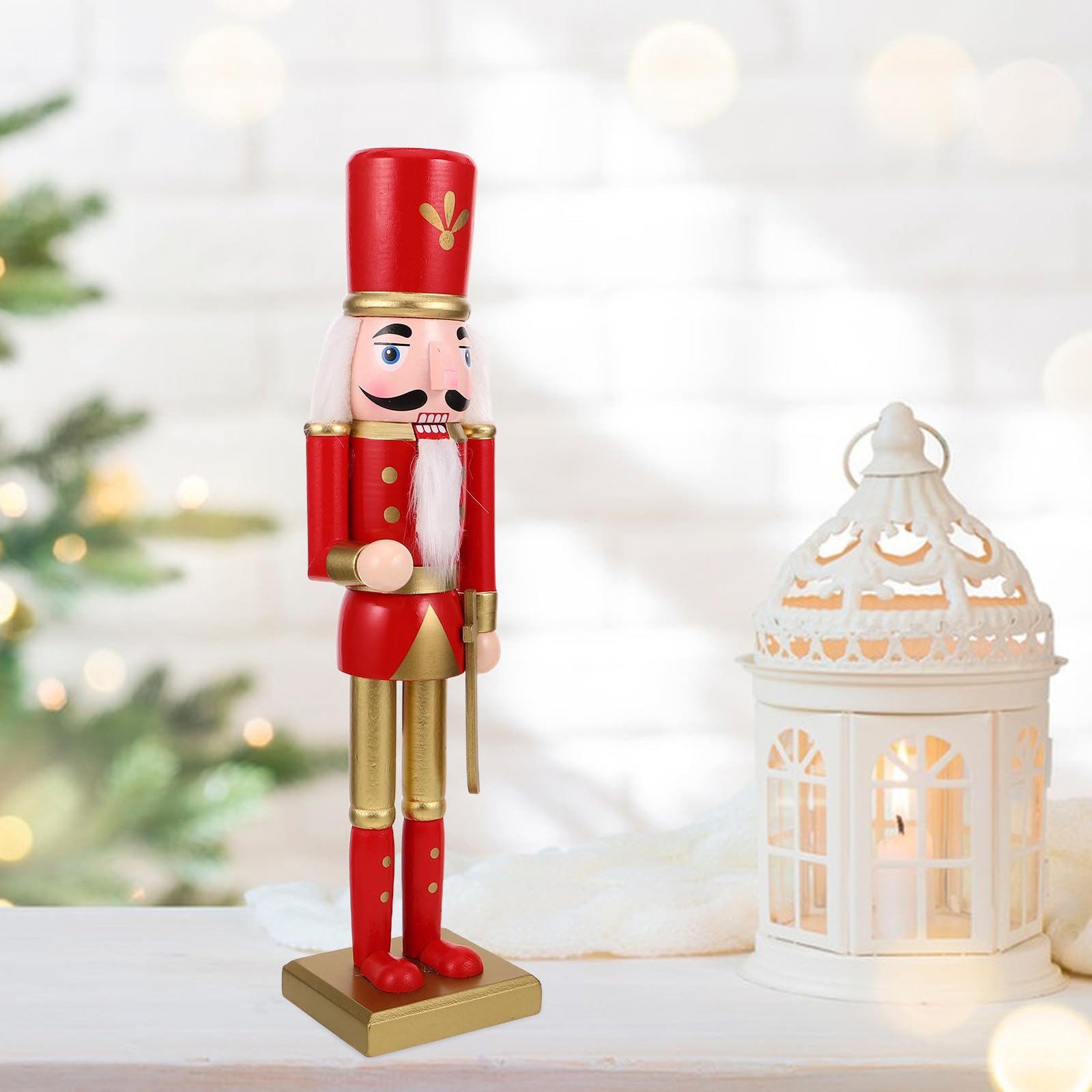 FRCOLOR 3 Pièces Casse-Noisette Décoratif en Bois Rouge, Figurine de Noël