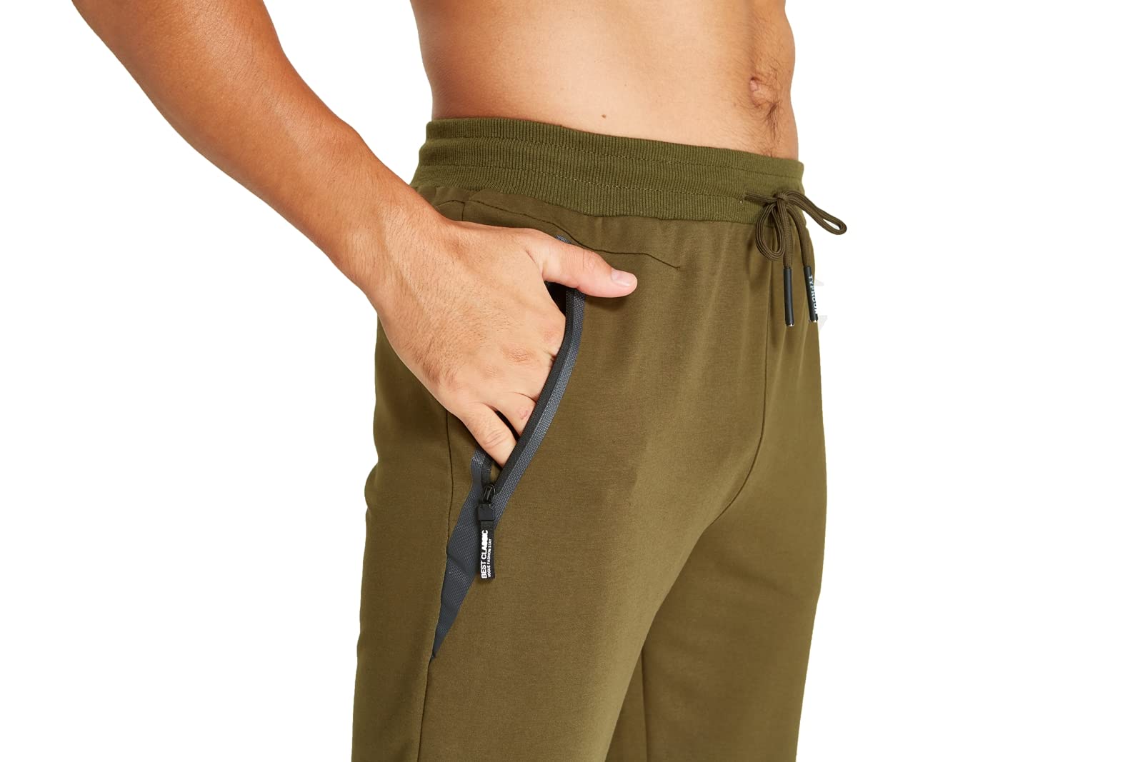 Tansozer Pantaloni Tuta Sportivi Uomo Joggers Cotone Running Jogging Felpa Fitness Elasticizzati Verde 2XL