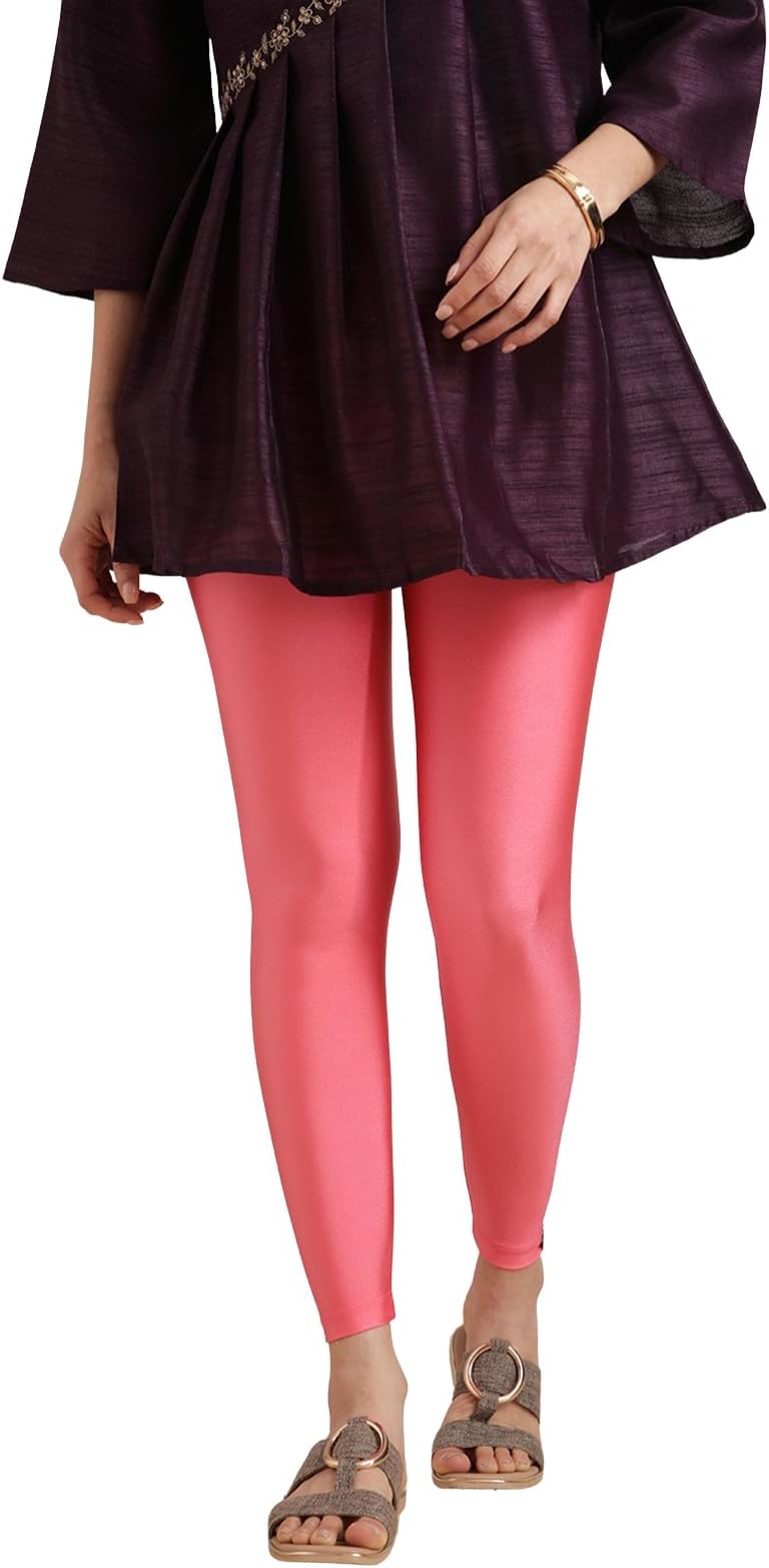 TWIN BIRDS Tailored Cut & Slim Fit Stretchable Nylon Elasthane Fabric Ankle Length Shimmer Leggings for Women