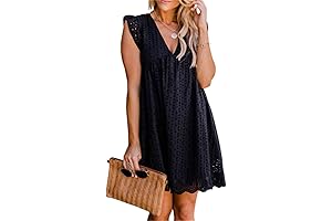 Women's Summer V Neck Short Ruffle Sleeve Sundress and Romper