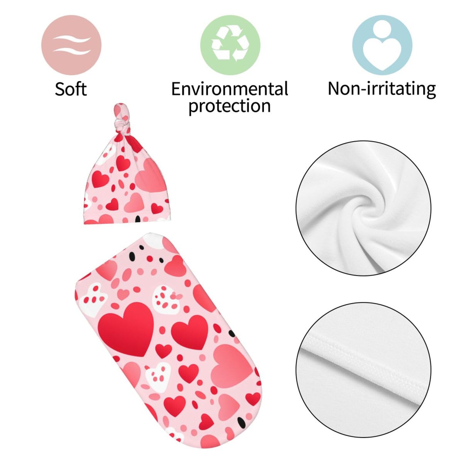 3d Cuore Swaddle Coperta E Cappello Set Per Neonati Avvolgere Accogliente Per Neonati Bambino Comfort 29x53 cm