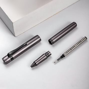 Hongdian Mini Roller Pen M2 Black Forest, 0.5mm Fine Nib, Elegant Aluminum Pocket Pen with Black Ink Refill, Ideal for Travel and Signatures (Midnight Blue)