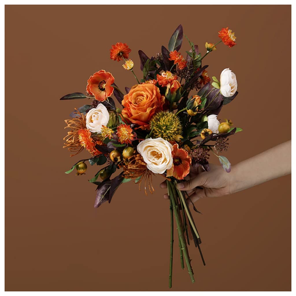HJRegaFimu Fake Artificial Flowers Bouquets For Bridal Bouquet Flower Arrangement Wedding Home Table Centerpieces Decoration Arrangements (b)