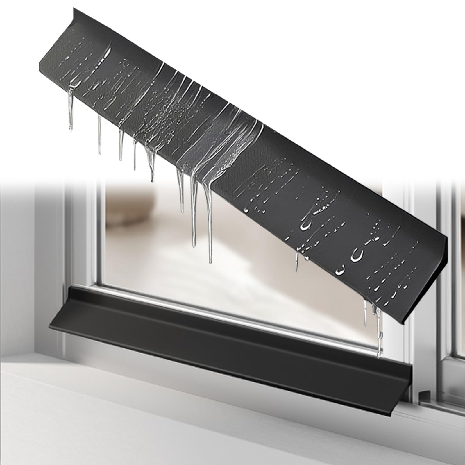 Estdkmnos 4.5Cm Window Outer Edge Rain Shield， Self-Adhesive Rubber Door Rain Drip Guard, Black, 1.7-2.1In X 1-5M, Weatherproof(,4M(13.1Ft))