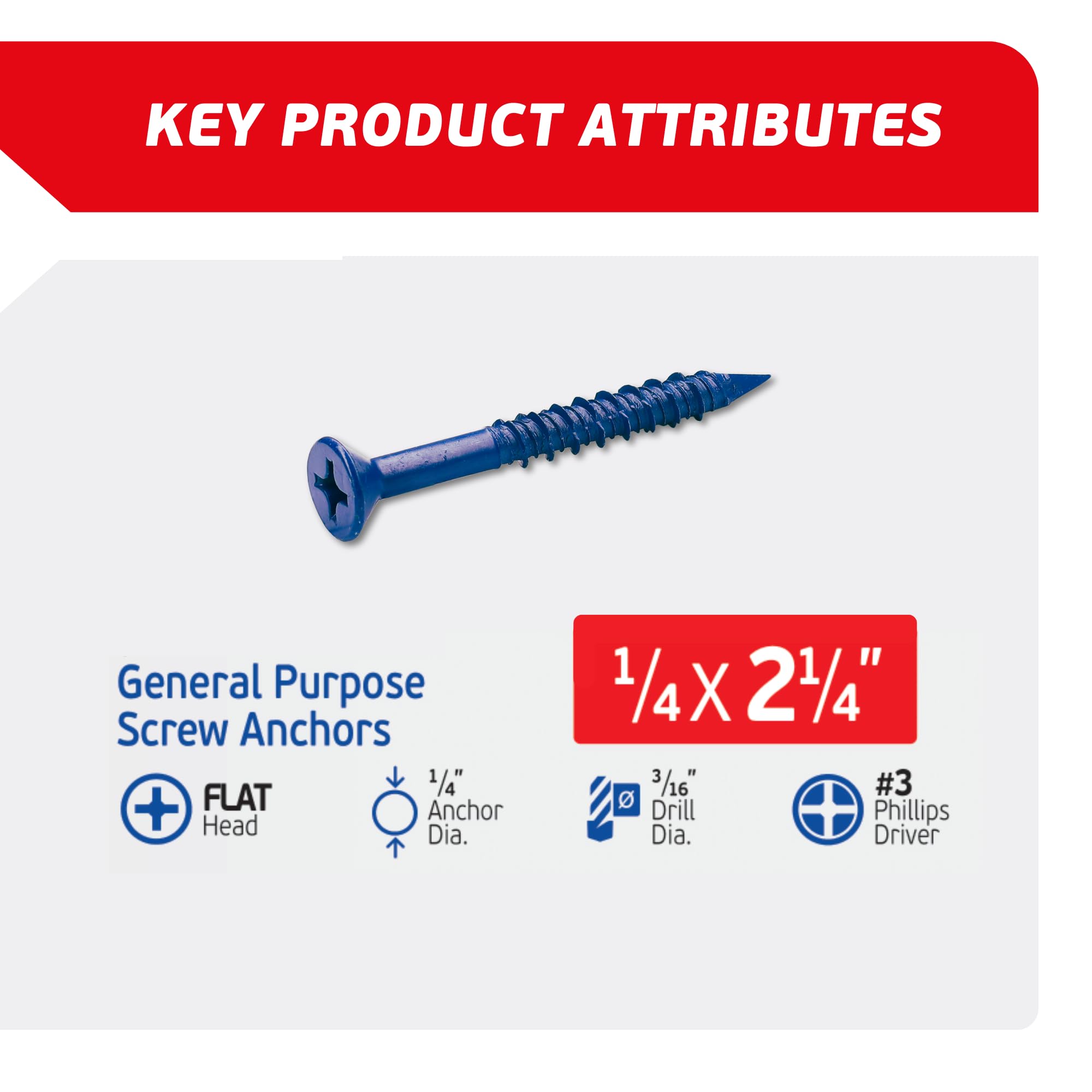 Concrete Screw Anchors - 100 Pack with Drill Bit & Screwdriver -2
