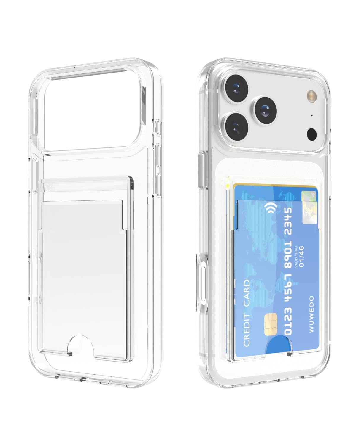 for iPhone 18 Pro Max, iPhone 17 Pro Max Clear Slim Wallet Case, Holds 1-2 Cards, Anti-Ye…