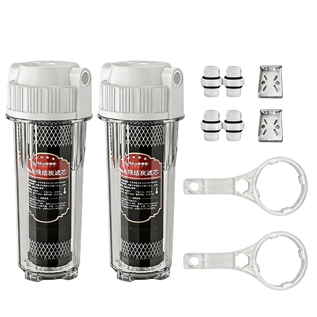 Kit préfiltration eau maison charbon actif fritté filtre anticalcaire 10