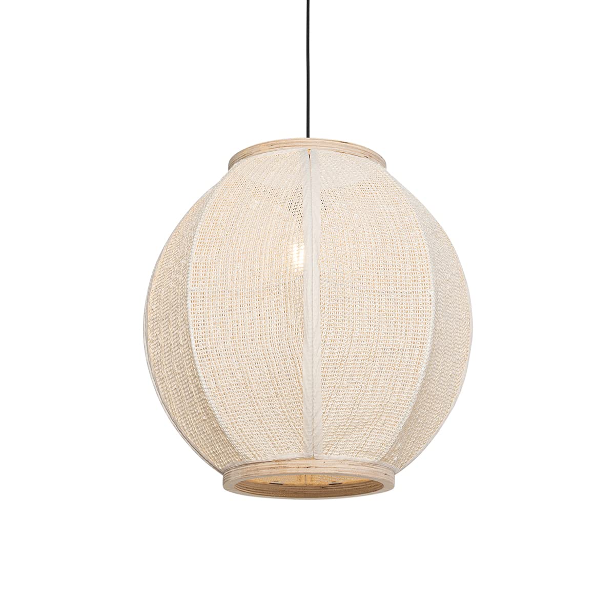 Qazqa Pendelleuchte Rob Hängelampe Naturstoff, Weiß, 46 cm