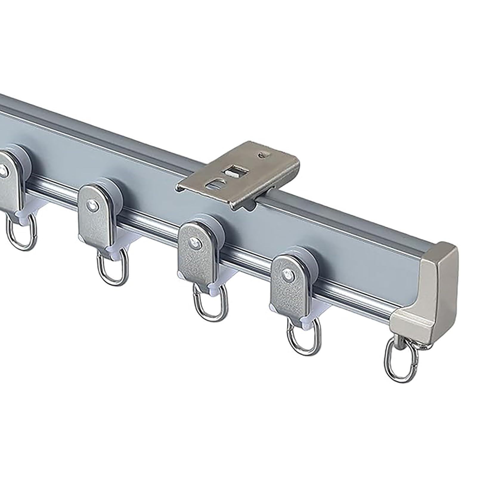 Sistema de riel deslizante de aluminio flexible para separadores de habitaciones, caravanas, hogar, oficina, hospitales, fácil de cortar e instalar, 170 cm (azul)