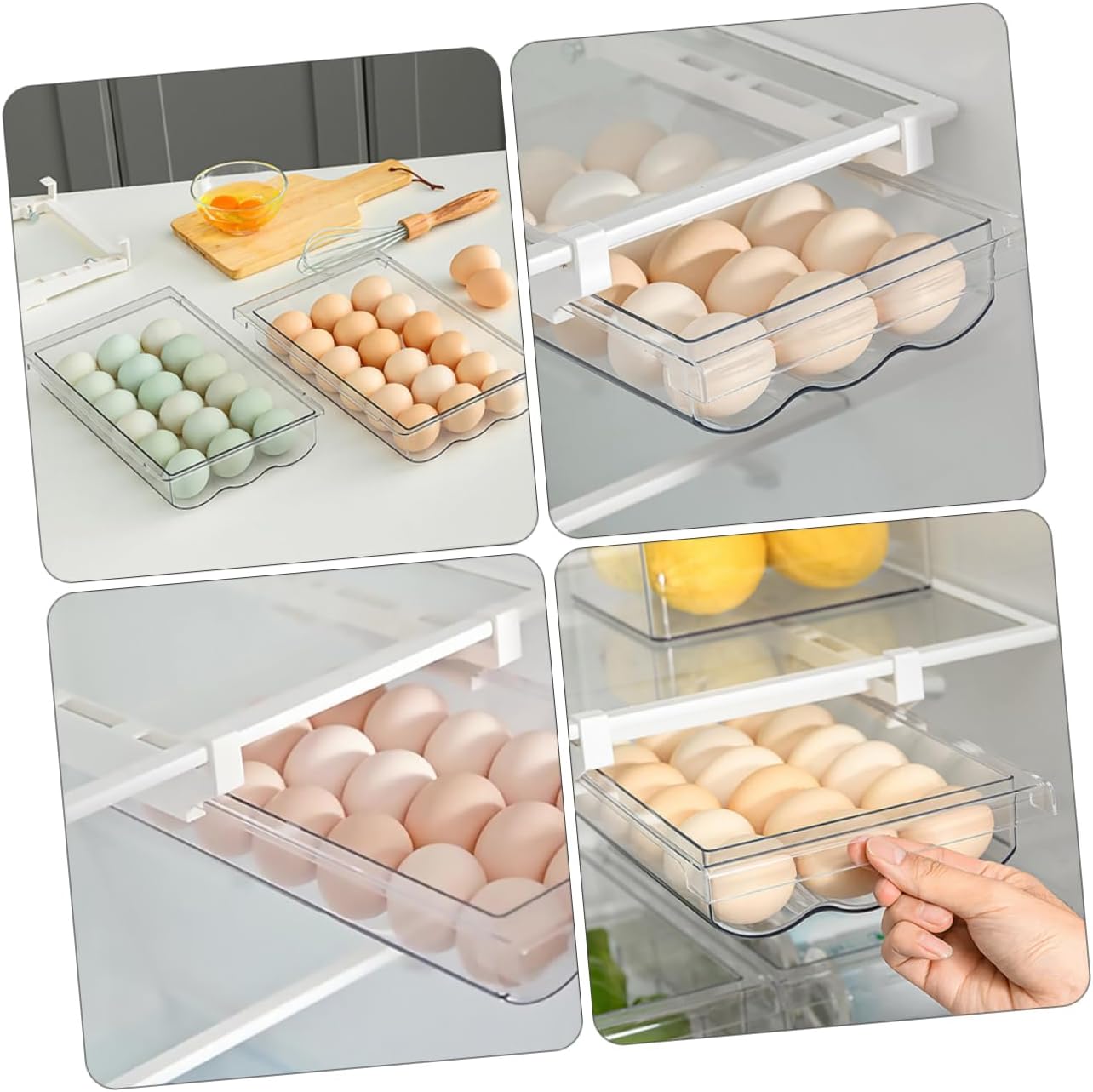 Deep Drawer Organizer Kitchen Organizing Bins over Fridge Storage Storage Bin Egg Containers for Fresh Eggs Pull Out Refrigerator Drawer Organizer