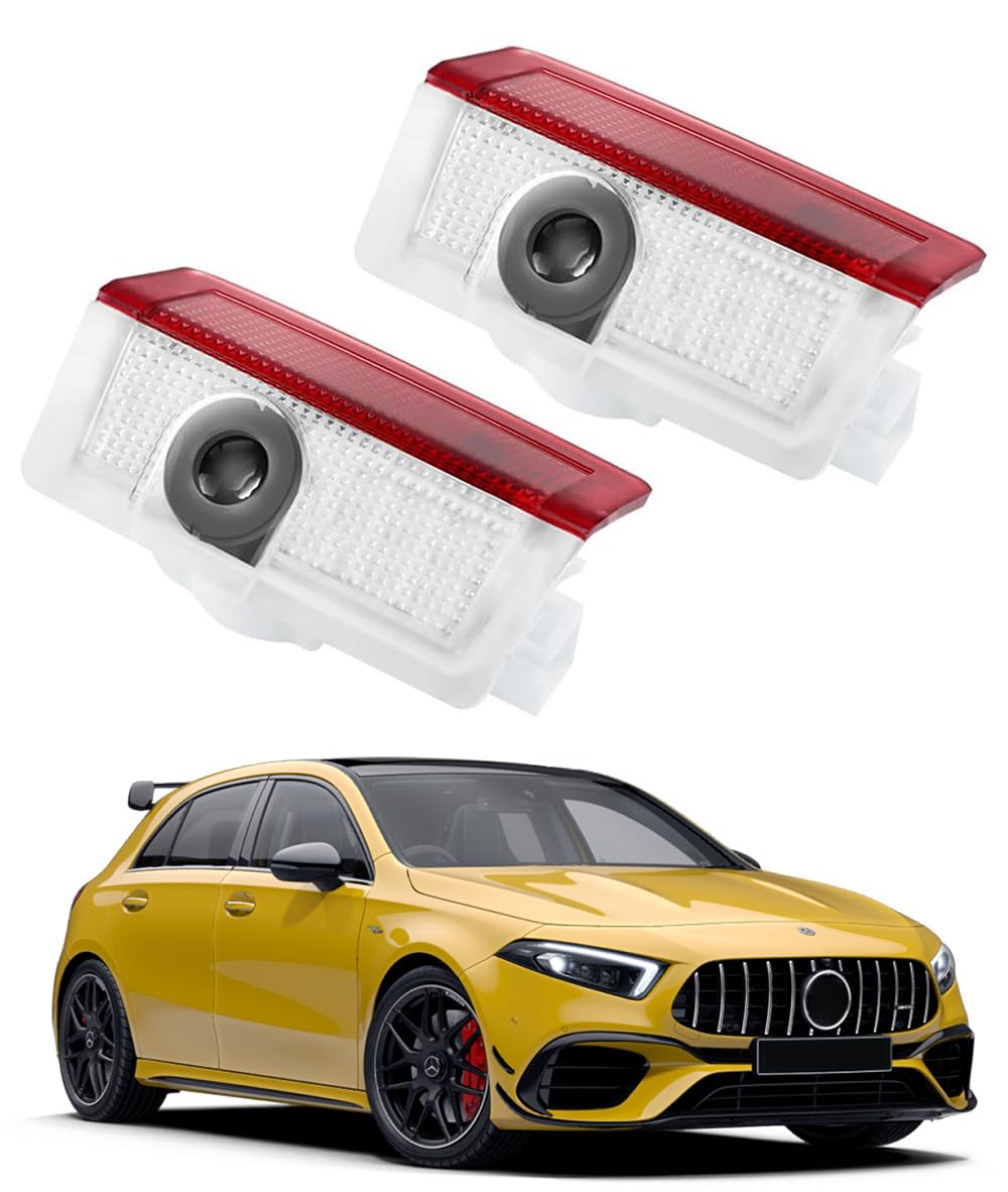 Car Door Lights LED Logo Projector Puddle Lights Compatible with A B C E-Class GLA GLC GLE Accessories, No Fade 4K-HD Auto Ghost Shadow Welcome Lights (///AMG)