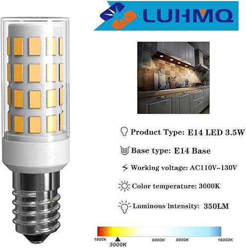 Miniatura 2 de Bombillas LED E14, paquete de 3 bombillas E14 con base de tornillo europea para lámpara de vela de ventana eléctrica, bombilla de refrigerador E14,