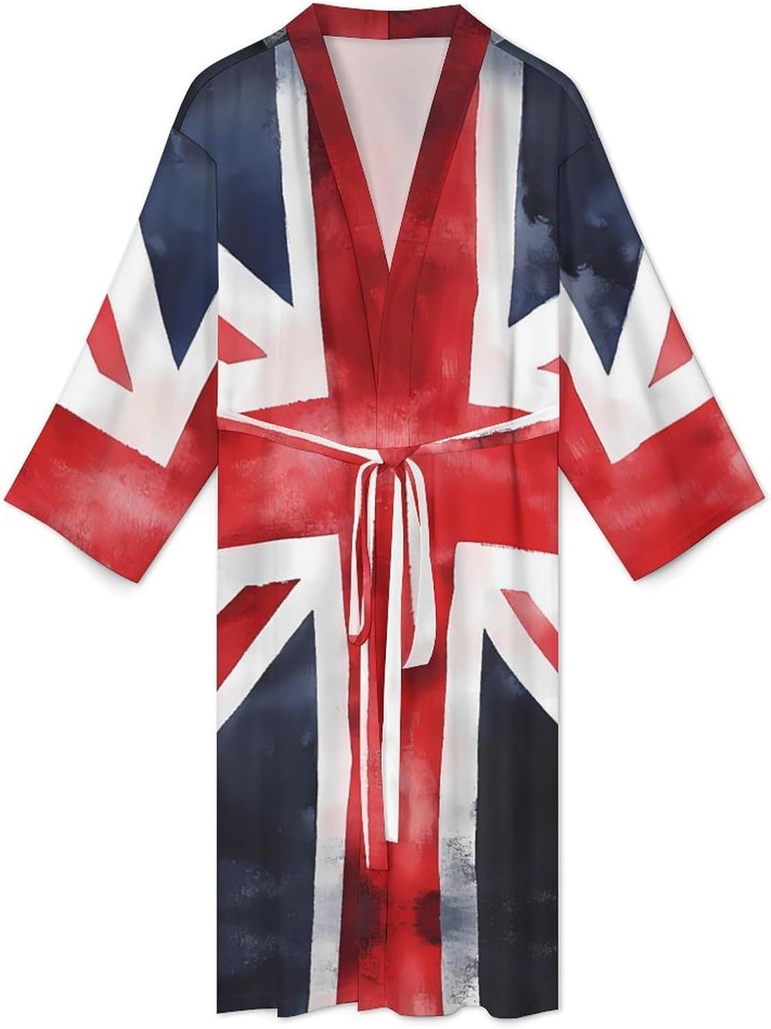 Union Jack British UK Flag Watercolor Mens Robe Long Bathrobe for Women Bath Robes Lightweight Soft Printed Sleepwear