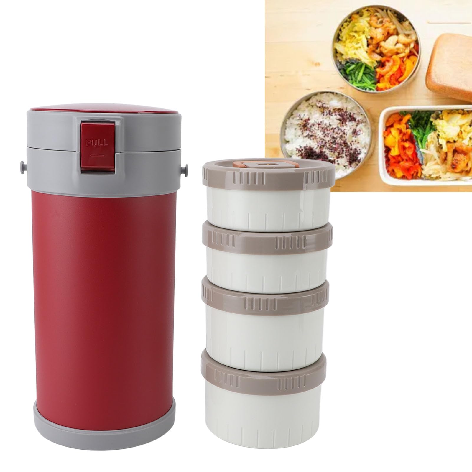 Caja Aislamiento Acero Inoxidable 4 Niveles Almuerzo Apilable con Cierre Hermetico para Comida Fresca y Organizada