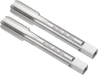 CoCud Thread Milling Taps, Metric M12 x 1 Thread H2, High Speed Steel Machine 4 Straight Flutes Screw Threading Tool - (Applications: for Tapping Drilling Machine), 2-Pieces