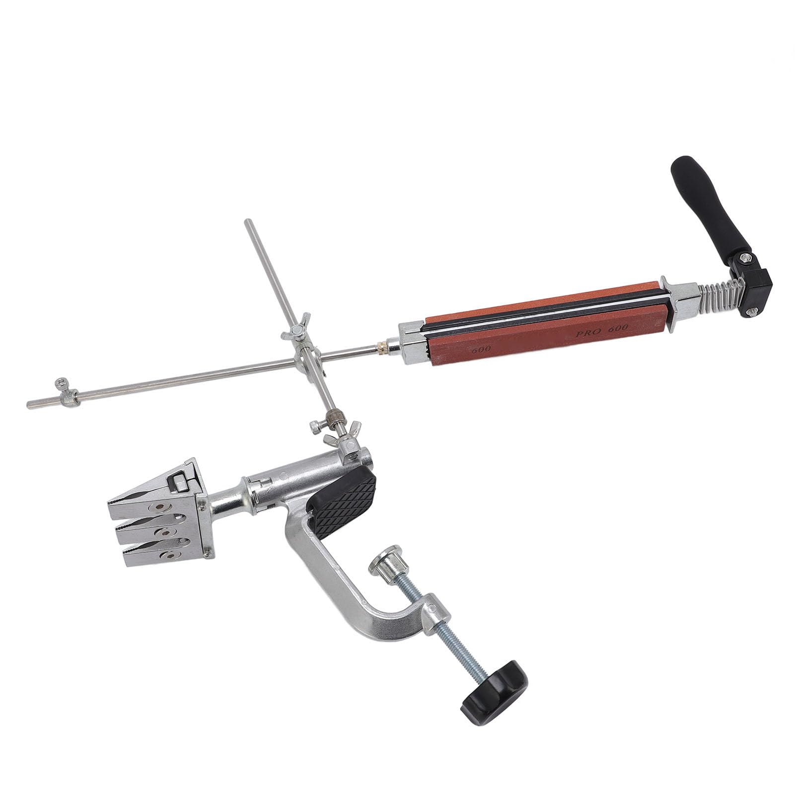 Cocoarm Kit Affilacoltelli Ad Angolo Fisso Affilacoltelli Ad Angolo Fisso in Lega di Alluminio con Design Flip a 360 Gradi 4 Pietre di Corindone Bianche Morsetto Regolabile per Utensili da Cucina e