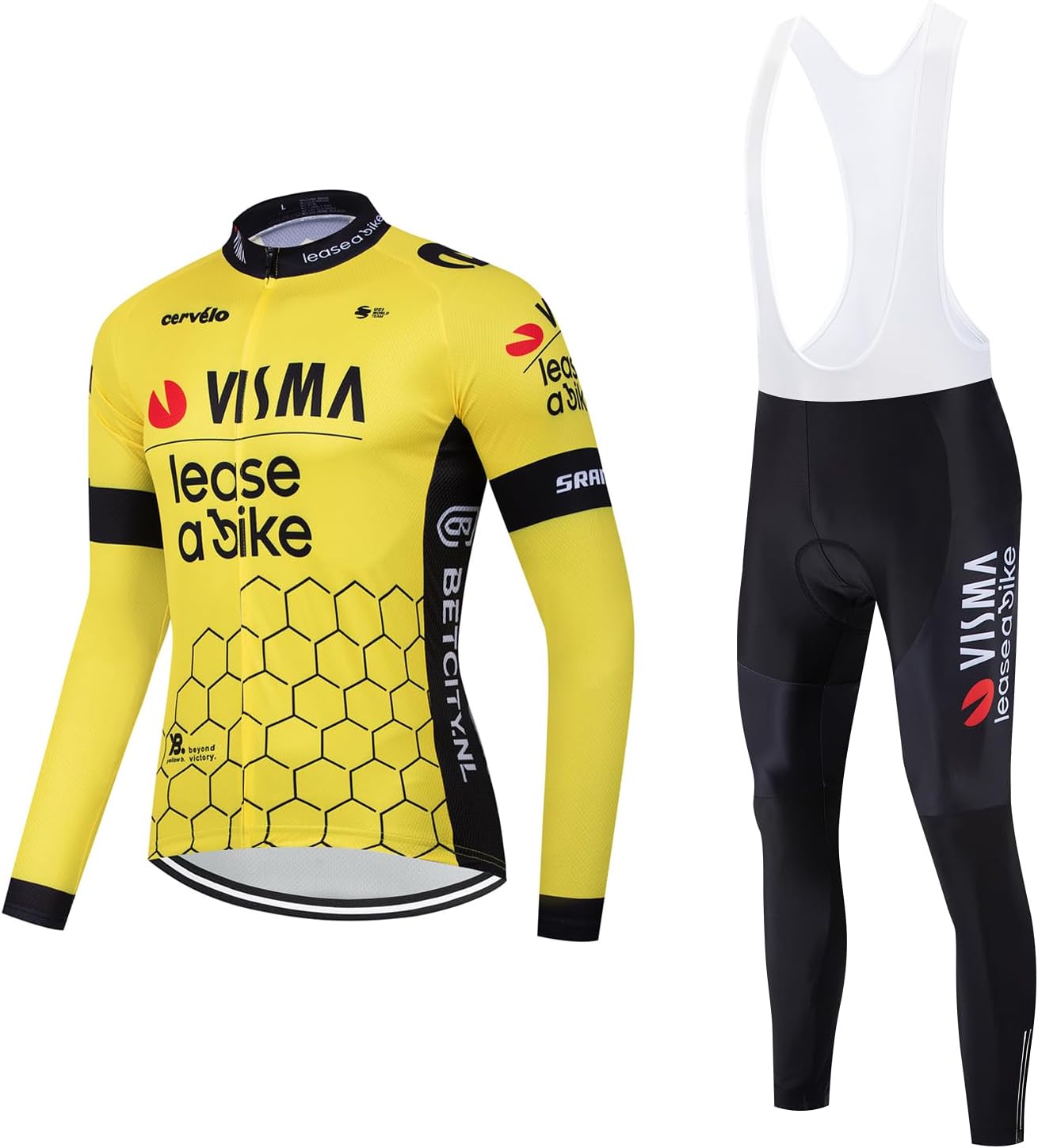 Men's Cycling Jersey Set 12D Gel Padded Road Bike Bicycle Shirt + Bib Pants with MTB Bike Riding Clothing Kit Quick-Dry,Medium