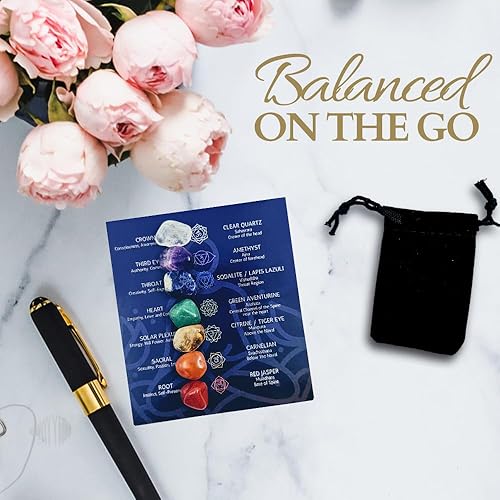 Miniatura 6 de Juego de bolsa de terciopelo prémium con 7 piedras de chakra, libro electrónico, regalo (7 piedras de chakra)